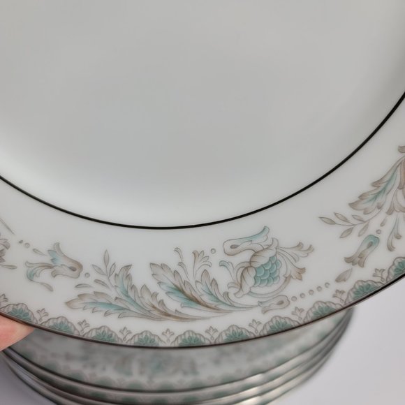 THREE Noritake Belmont Salad Plates Blue Gray Scrolls & Flowers #5609 - Picture 7 of 12